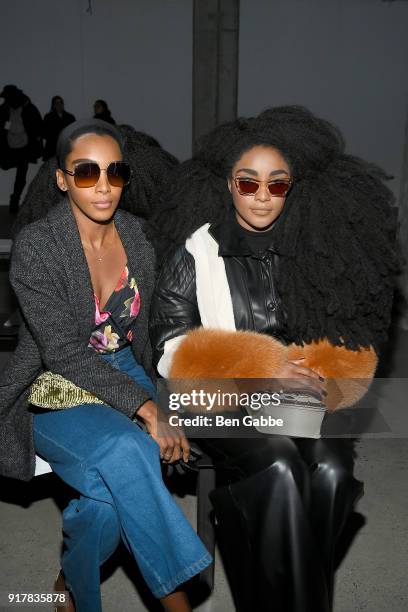 Writers Cipriana Quann and TK Quann attend the Sally LaPointe fashion show during New York Fashion Week on February 13, 2018 in New York City.