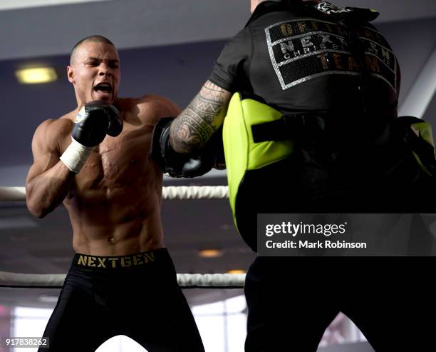 Chris Eubank Jr during a public work out at National Football Museum on February 13, 2018 in Manchester, England.