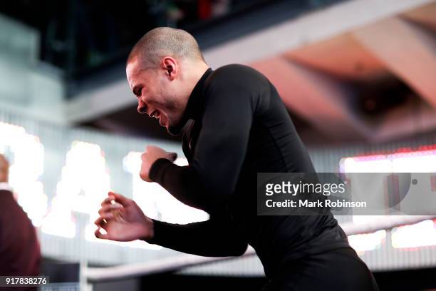 Chris Eubank Jr during a public work out at National Football Museum on February 13, 2018 in Manchester, England.
