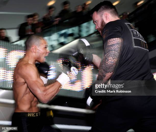 Chris Eubank Jr during a public work out at National Football Museum on February 13, 2018 in Manchester, England.