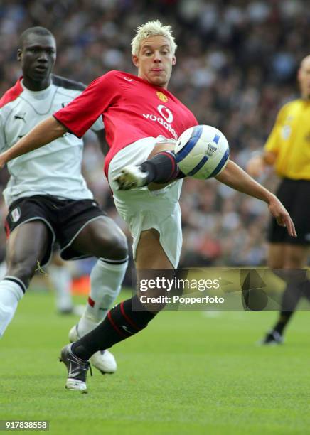 Alan Smith of Manchester United in action during the Barclays Premiership match between Fulham and Manchester United at Craven Cottage in London on...