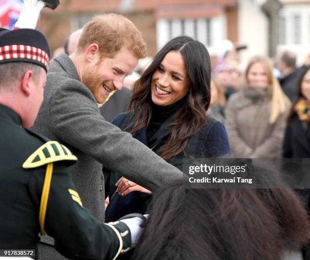 Prince Harry and Meghan Markle visit Edinburgh Castle during their first official joint visit to Scotland on February 13, 2018 in Edinburgh, Scotland.