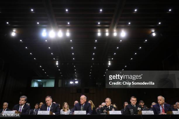 Federal Bureau of Investigation Director Christopher Wray, Central Intelligence Agency Director Mike Pompeo, Director of National Intelligence Dan...