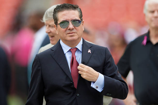 Washington Redskins owner Dan Snyder looks on prior to the start of the NFL football game between the San Francisco 49ers and the Washington Redskins...