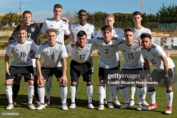 Initial team of Germany U17 Lino Kasten, Jordi Bongard, Kevin Bukusu, Leon Sommer, Tom Krauss Angelo Stiller, Rene Biskup, Oliver Bias, Jonas Kehl,...