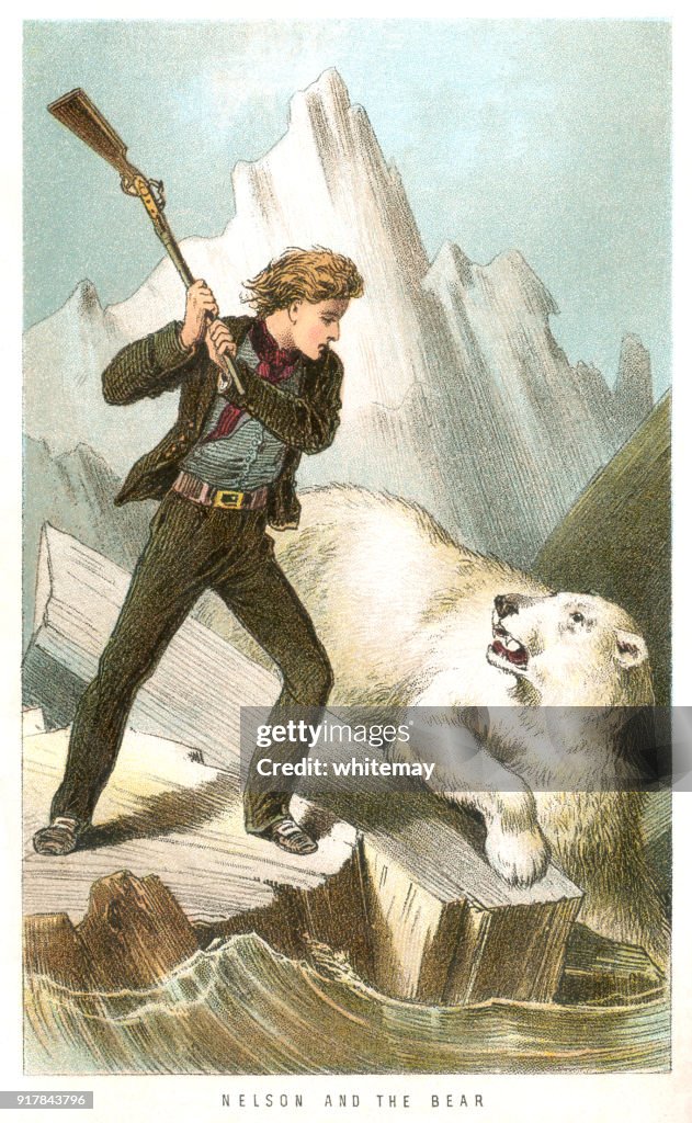 Midshipman Horatio Nelson fighting a polar bear on a Polar expedition