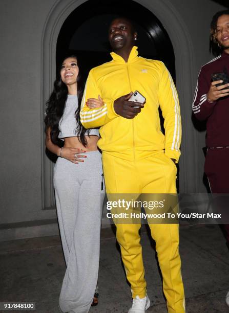 Akon and Tomeka Thiam are seen on February 12, 2018 in Los Angeles, California.