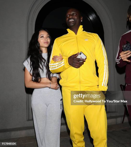 Akon and Tomeka Thiam are seen on February 12, 2018 in Los Angeles, California.