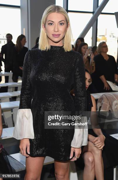 Personality and actress Stassi Schroeder attends the Badgley Mischka fashion show during New York Fashion Week at Gallery I at Spring Studios on...