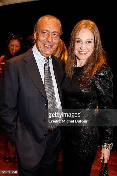 Fawaz Gruosi and Becca Cason Thrash attend the De Grisogono Cocktail Celebrating end of Paris Fashion Week Spring/Summer 2010 on October 8, 2009 in...