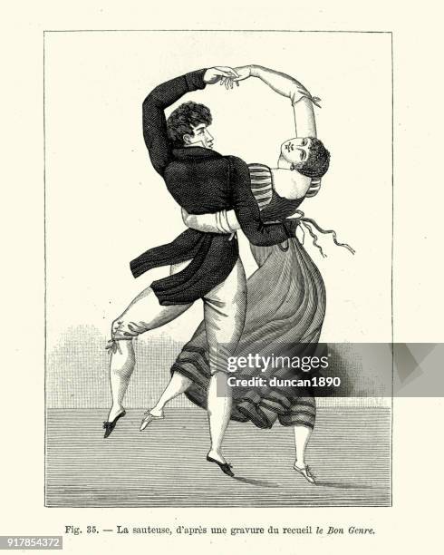 regency tanzen, junge paare tanzen den soßentopf - waltzing the archive stock-grafiken, -clipart, -cartoons und -symbole