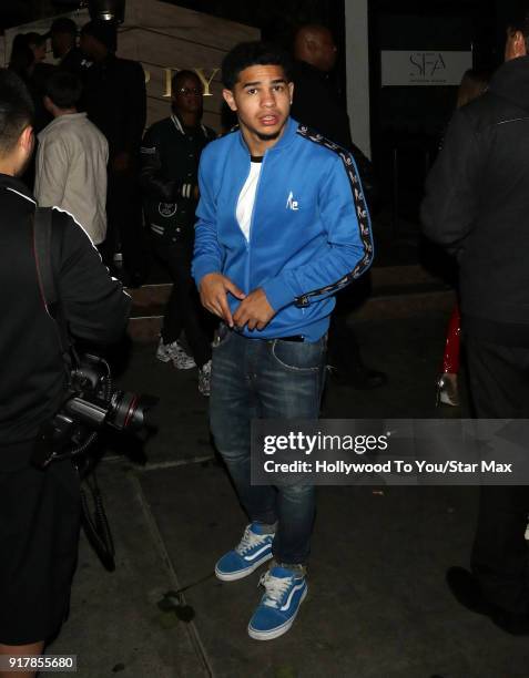 Justin Combs is seen on February 12, 2018 in Los Angeles, California.