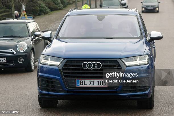 Crown Prince Frederik of Denmark and Crown princess Mary arrive at Fredensborg Palace to visit the critically ill Prince Henrik of Denmark who was...