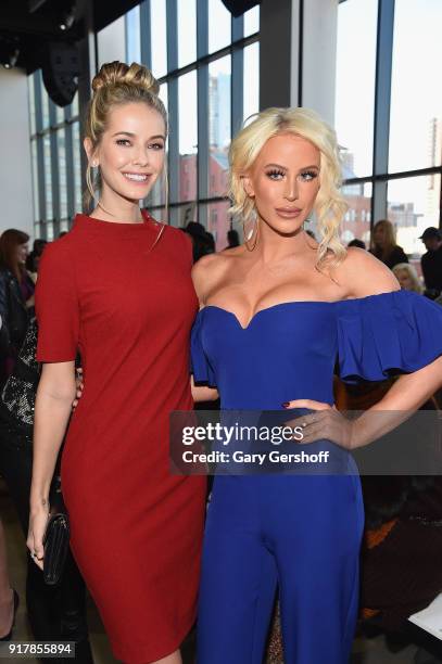 Olivia Jordan and Gigi Gorgeous attend the Badgley Mischka fashion show during New York Fashion Week at Gallery I at Spring Studios on February 13,...