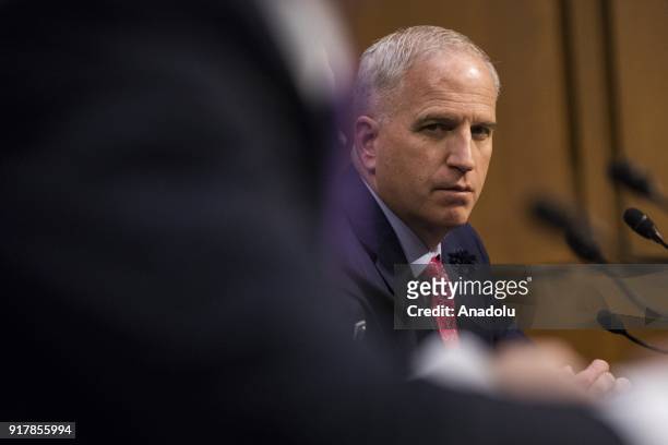 National Geospatial Intelligence Agency Director Robert Cardillo testifies during a Senate Intelligence Committee hearing on the threats the U.S. Is...