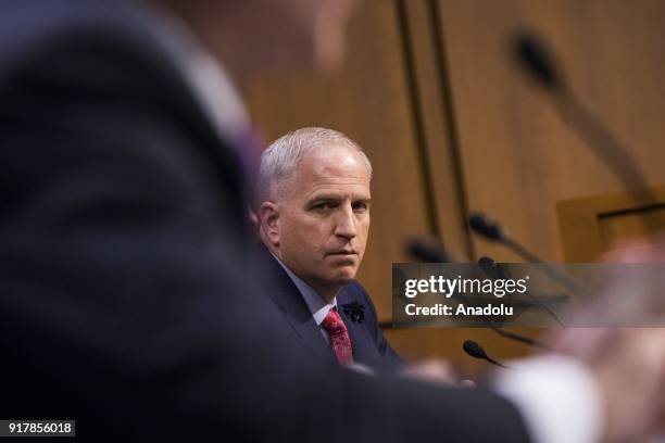 National Geospatial Intelligence Agency Director Robert Cardillo testifies during a Senate Intelligence Committee hearing on the threats the U.S. Is...