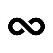 Black infinity symbol icon. Simple flat vector design element