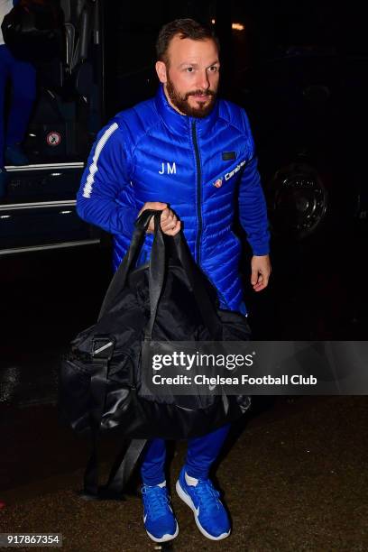 Chelsea Manager Jody Morris arrives for the FA Youth Cup match between Tottenham Hotspur and Chelsea at The Lamex Stadium on February 13, 2018 in...