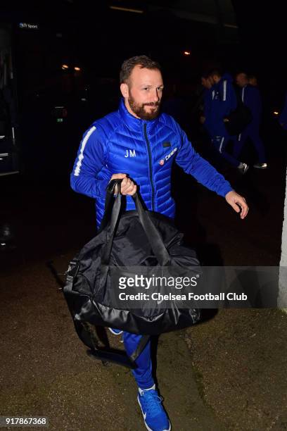 Chelsea Manager Jody Morris arrives for the FA Youth Cup match between Tottenham Hotspur and Chelsea at The Lamex Stadium on February 13, 2018 in...