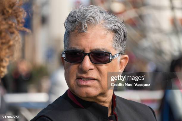 Deepak Chopra visits "Extra" at Universal Studios Hollywood on February 13, 2018 in Universal City, California.