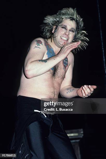 English musician Ozzy Osbourne performs in concert, New York, New York, circa 1987.