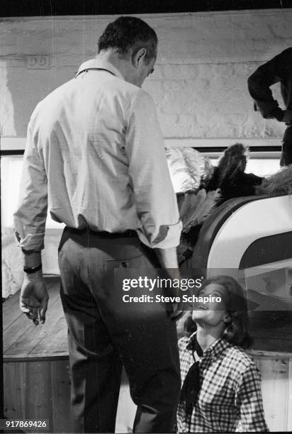 Italian film director Michelangelo Antonioni talks with English actress Vanessa Redgrave on the set of their film, 'Blow-Up,' London, England, 1965.