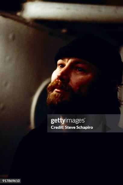 Close-up of Austrian actor Klaus Maria Brandauer in a scene from the film 'The Lightship' , Germany, 1984.