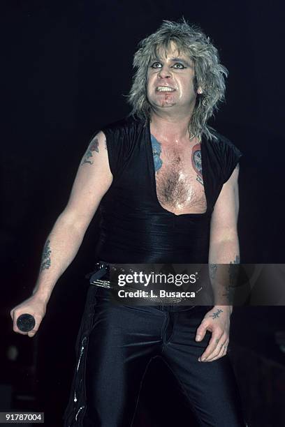 English musician Ozzy Osbourne performs in concert, New York, New York, circa 1987.