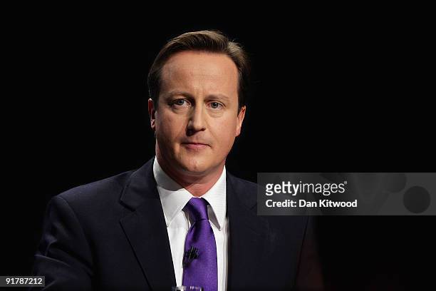 David Cameron, leader of the Conservative Party, delivers his keynote speech to delegates on the last day of the 2009 Conservative Conference at...