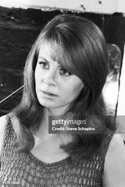 Portrait of English actress Sarah Miles on the set of the film 'Blow-Up' , London, England, 1965.