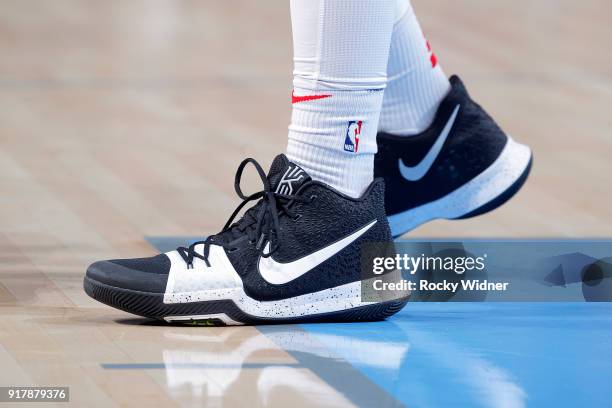 The sneakers belonging to Paul Zipser of the Chicago Bulls in a game against the Sacramento Kings on February 5, 2018 at Golden 1 Center in...