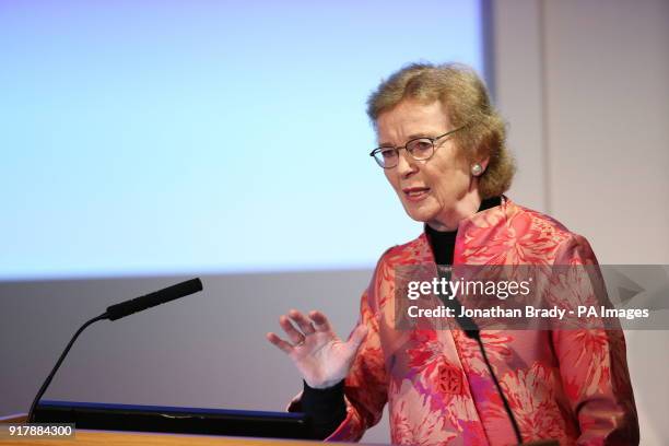 Mary Robinson, former United Nations High Commissioner for Human Rights and former Irish president, speaks at an event organised by the London Irish...