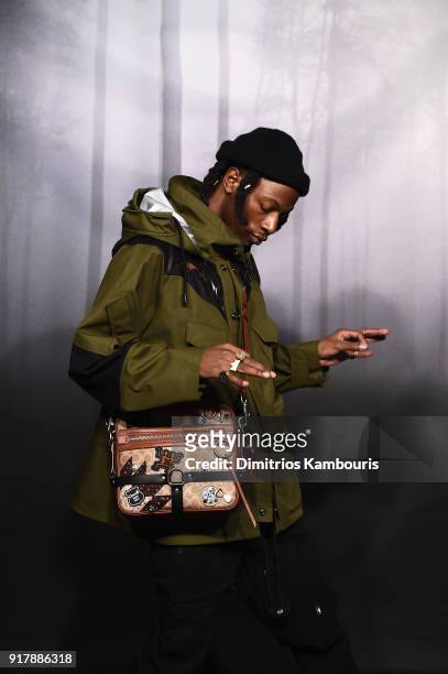 Rapper Joey Badass attends the Coach Fall 2018 Runway Show at Basketball City on February 13, 2018 in New York City.