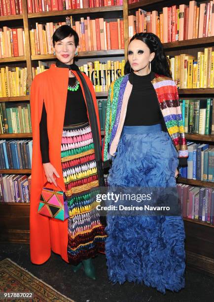 Amy Fine Collins and designer Stacey Bendet attends Alice + Olivia by Stacey Bendet presentation during New York Fashion Week: The Shows at Industria...