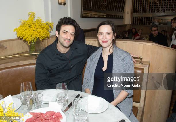 Morgan Spector and Rebecca Hall attend the Gabriela Hearst fashion show during New York Fashion Week on February 13, 2018 in New York City.