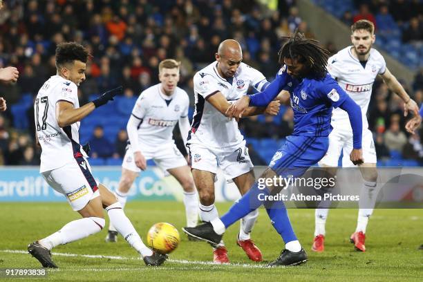 Armand Traore of Cardiff City scores his sides first goal of the match during the Sky Bet Championship match between Cardiff City and Bolton...