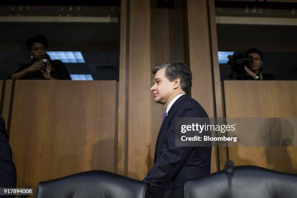 Christopher Wray, director of the Federal Bureau of Investigation , arrives to testify during a Senate Intelligence Committee hearing on worldwide...