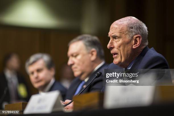 Dan Coats, director of national intelligence, testifies during a Senate Intelligence Committee hearing on worldwide threats in Washington, D.C.,...