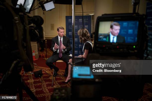 Kevin Mandia, chief executive officer of FireEye Inc., speaks during a Bloomberg Television interview at the Goldman Sachs Technology and Internet...