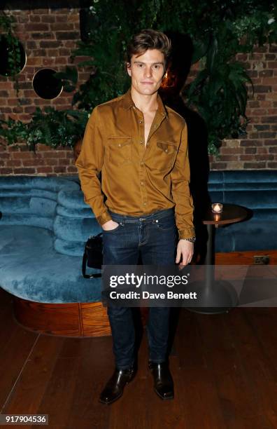Oliver Cheshire attends a Valentine's dinner at The Living Room Champagne and Cocktail Bar by Perrier-Jouet at Restaurant Ours on February 13, 2018...