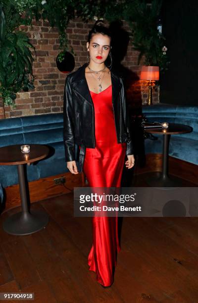Bee Beardsworth attends a Valentine's dinner at The Living Room Champagne and Cocktail Bar by Perrier-Jouet at Restaurant Ours on February 13, 2018...