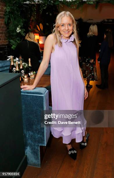 Hermione Underwood attends a Valentine's dinner at The Living Room Champagne and Cocktail Bar by Perrier-Jouet at Restaurant Ours on February 13,...