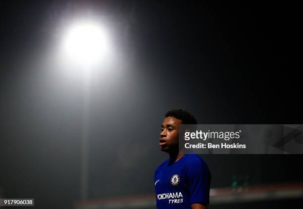 Juan Castillo of Chelsea looks on during the FA Youth Cup match between Tottenham Hotspur and Chelsea at The Lamex Stadium on February 13, 2018 in...