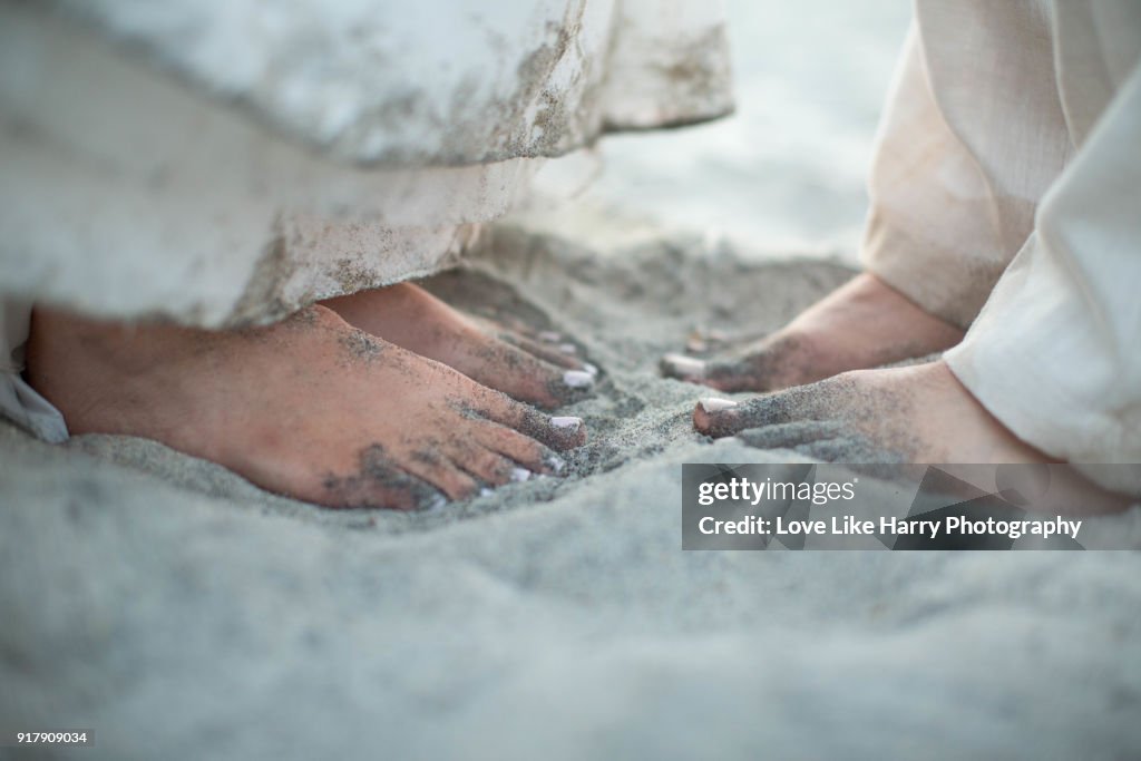 Wedding sandy beach toes