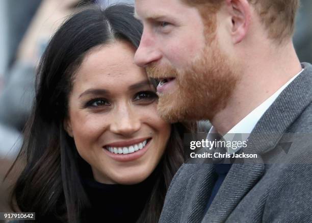 Prince Harry and Meghan Markle visit Edinburgh Castle on February 13, 2018 in Edinburgh, Scotland.