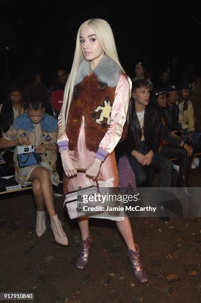 Recording Artist Poppy attends the Coach 1941 front row during New York Fashion Week at Basketball City on February 13, 2018 in New York City.