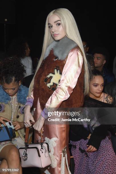 Recording Artist Poppy attends the Coach 1941 front row during New York Fashion Week at Basketball City on February 13, 2018 in New York City.