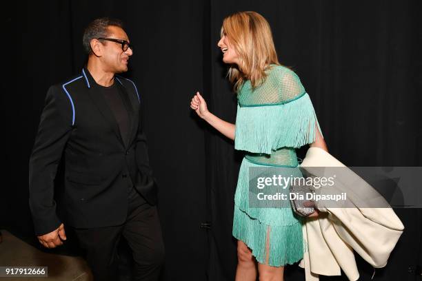 Designer Naeem Khan and recording artist Jennifer Nettles backstage for Naeem Khan during New York Fashion Week: The Shows at Gallery I at Spring...