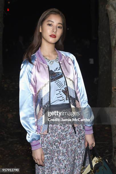 Actor Yûko Araki attends the Coach 1941 front row during New York Fashion Week at Basketball City on February 13, 2018 in New York City.