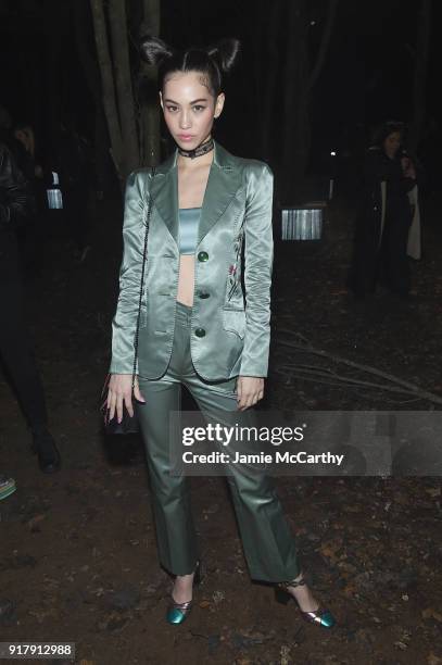 Kiko Mizuhara attends the Coach 1941 front row during New York Fashion Week at Basketball City on February 13, 2018 in New York City.